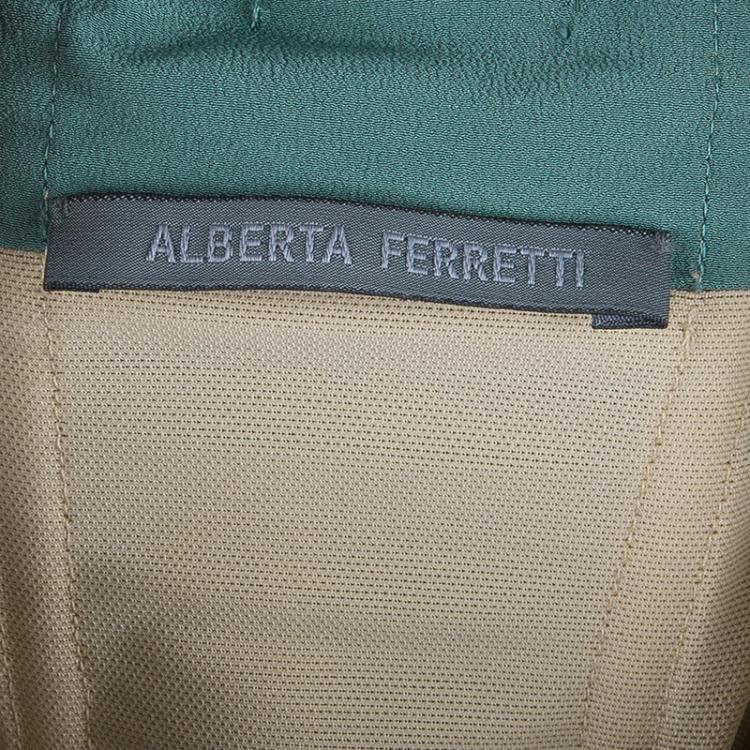Pre Owned Alberta Ferretti Green Embellished Bustier Evening Gown M