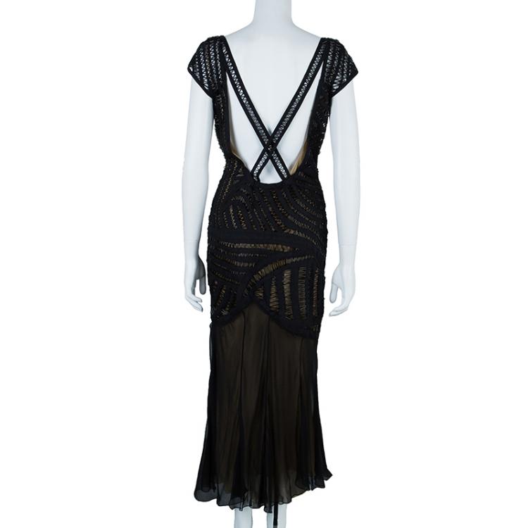 Pre Owned Alberta Ferretti Embellished Sleeveless Cocktail Dress L