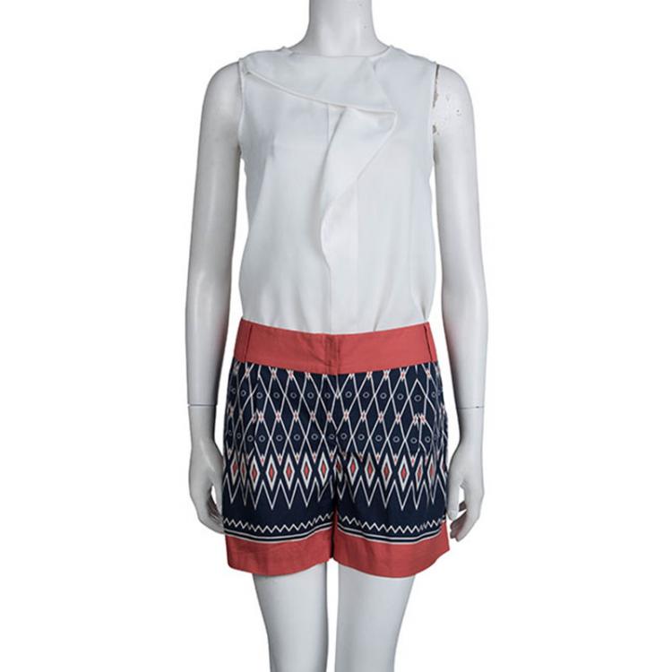 Pre Owned Alberta Ferretti Multicolor Printed Cotton Shorts M