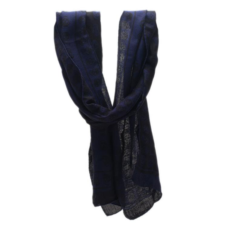 Pre Owned Alexander McQueen Black Jacquard Skull Stole