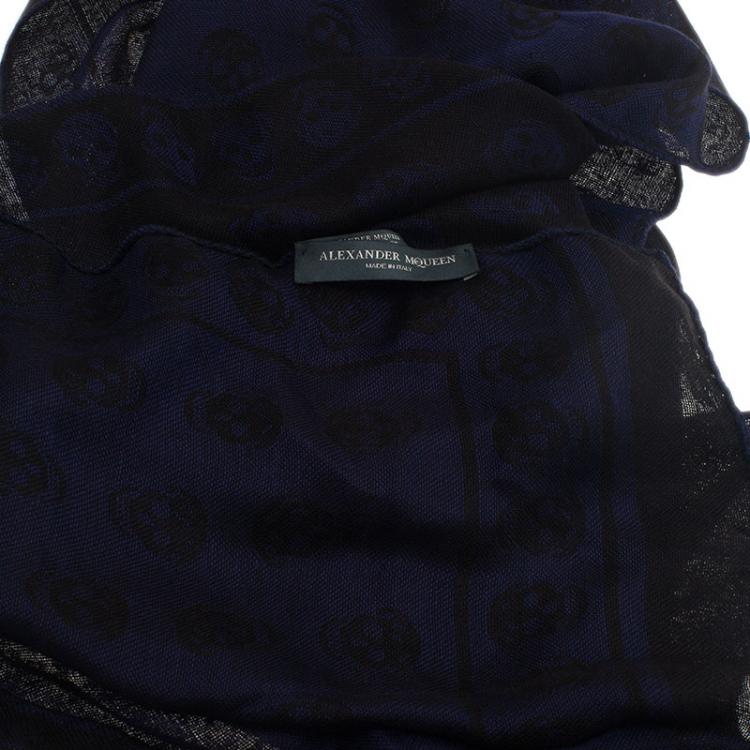 Pre Owned Alexander McQueen Black Jacquard Skull Stole