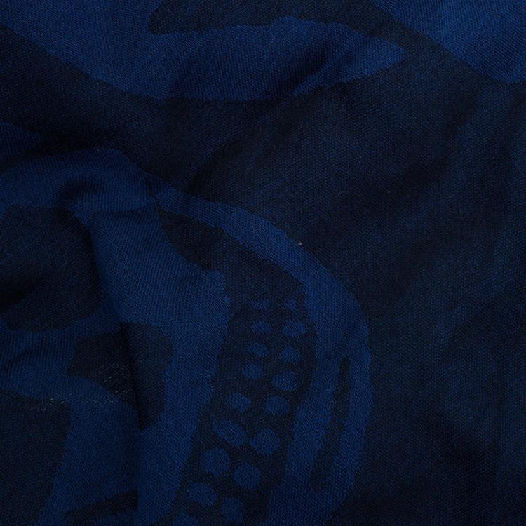 Pre Owned Alexander McQueen Blue Modal Cashmere Skull Triangle Kefia