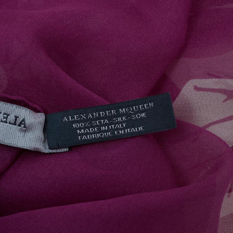 Pre Owned Alexander McQueen Pink Ivy Leaf Square Scarf