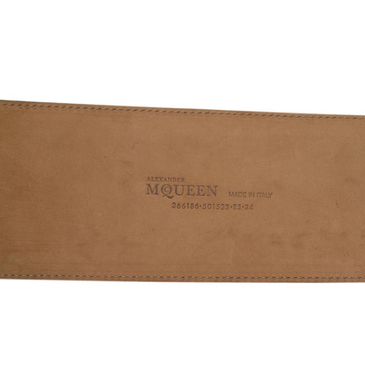 Pre Owned Alexander McQueen Black Patent Ivy Eyelet Waist Belt 85 CM