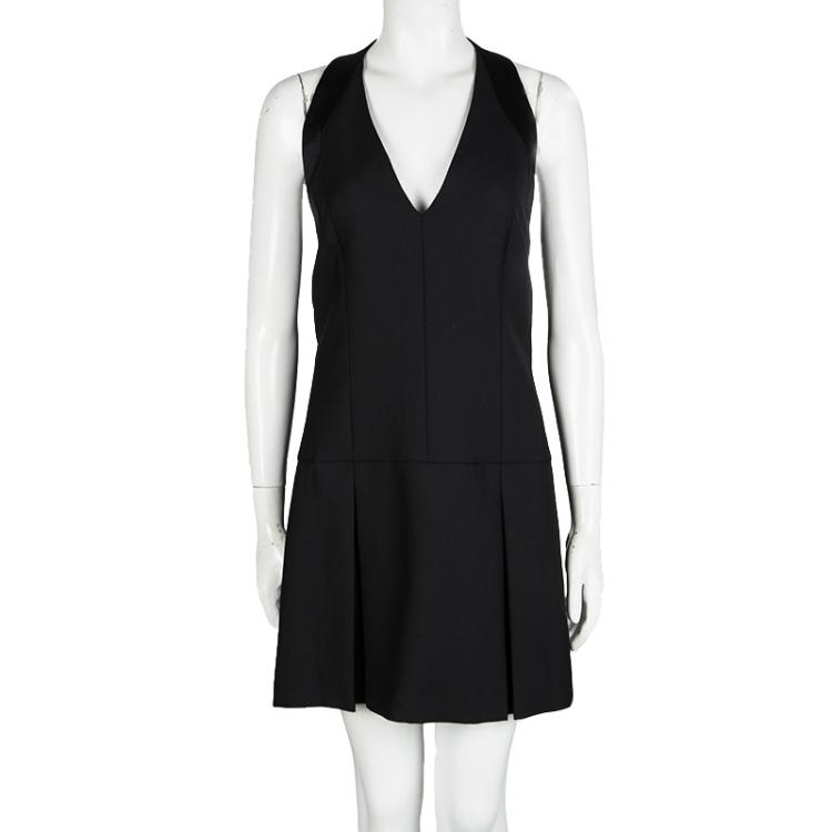 Pre Owned Alexander McQueen Black Wool Tux Line Dress S