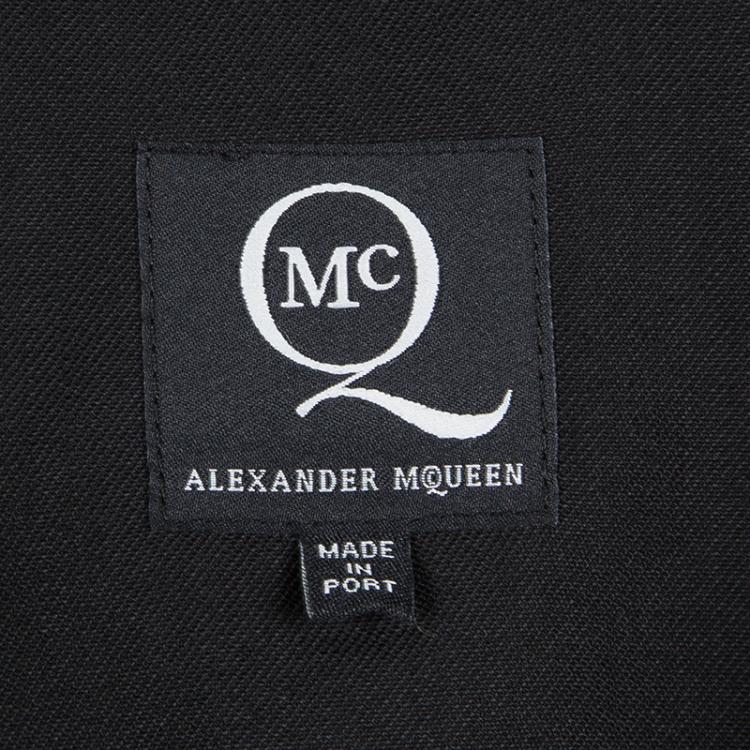 Pre Owned Alexander McQueen Black Wool Tux Line Dress S