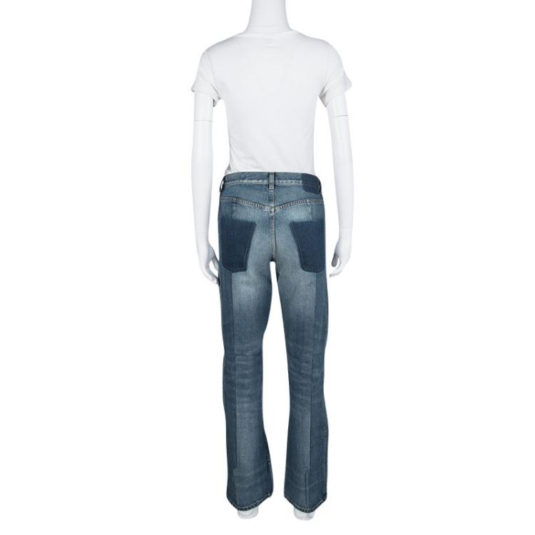 Pre Owned Alexander McQueen Indigo Washed Denim Faux Distressed Effect Jeans M