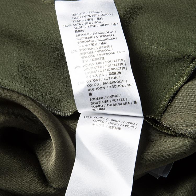 Pre Owned Alexander McQueen Olive Green Silk Snake Embroidered Jogger Pants S