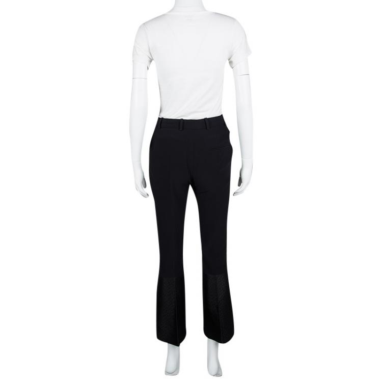 Pre Owned Alexander McQueen Back Leaf Crepe Jacquard Panel Detail High Waist Trousers S