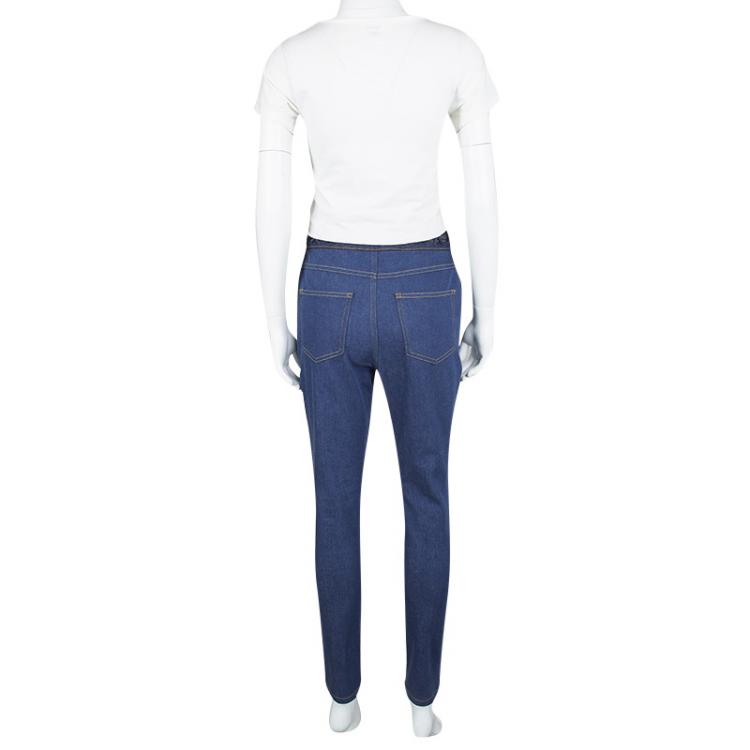 Pre Owned Alexander McQueen Indigo High Waist Straight Fit Denim Jeans M