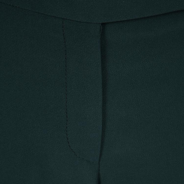 Pre Owned Alexander McQueen Green Leaf Crepe Loose Fit Cropped Pants M