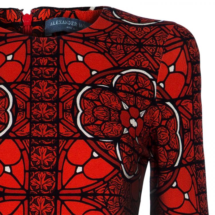 مملوكة مسبقًا Alexander McQueen Red Printed Long Sleeve Dress S