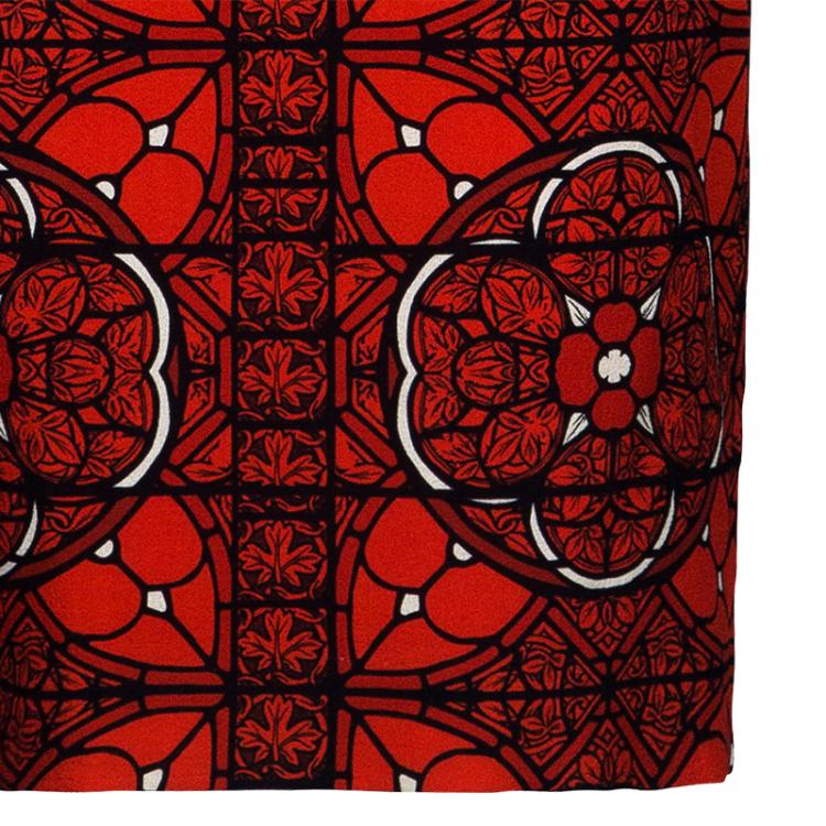 مملوكة مسبقًا Alexander McQueen Red Printed Long Sleeve Dress S