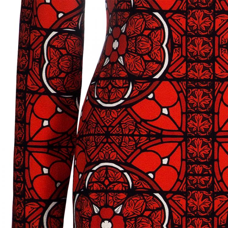 مملوكة مسبقًا Alexander McQueen Red Printed Long Sleeve Dress S