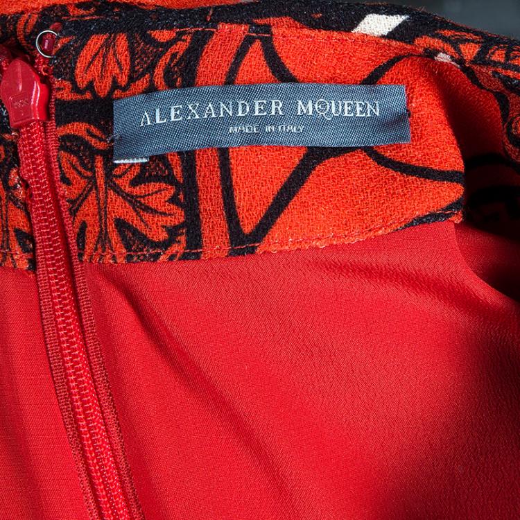 مملوكة مسبقًا Alexander McQueen Red Printed Long Sleeve Dress S