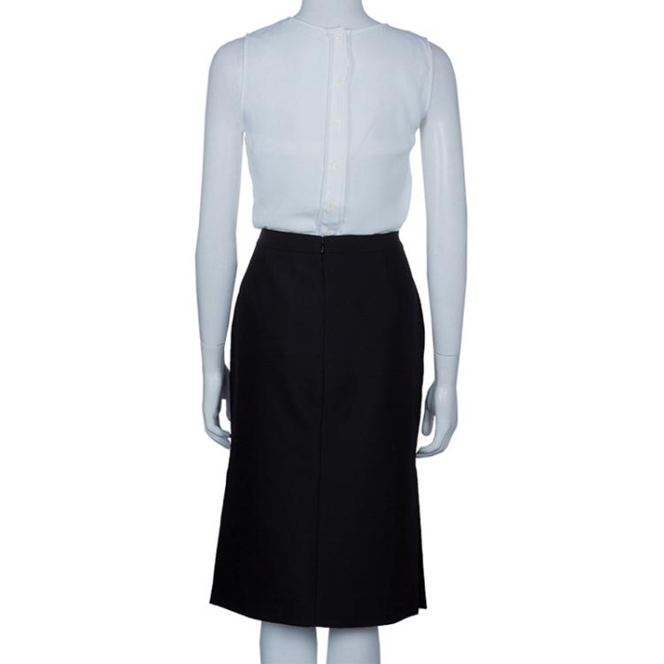 Pre Owned Alexander McQueen Black Wool and Silk Skirt L