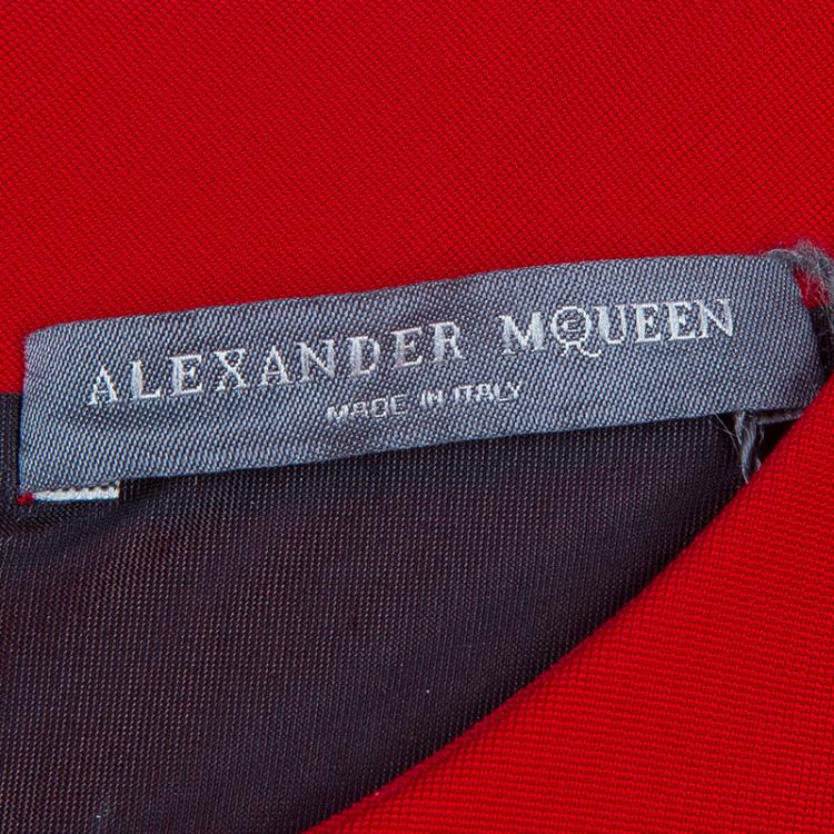 Pre Owned Alexander McQueen Red and Black Shift Dress S