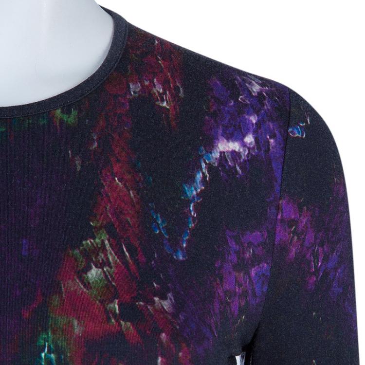 Pre Owned Alexander McQueen Black Printed Knit Dress S