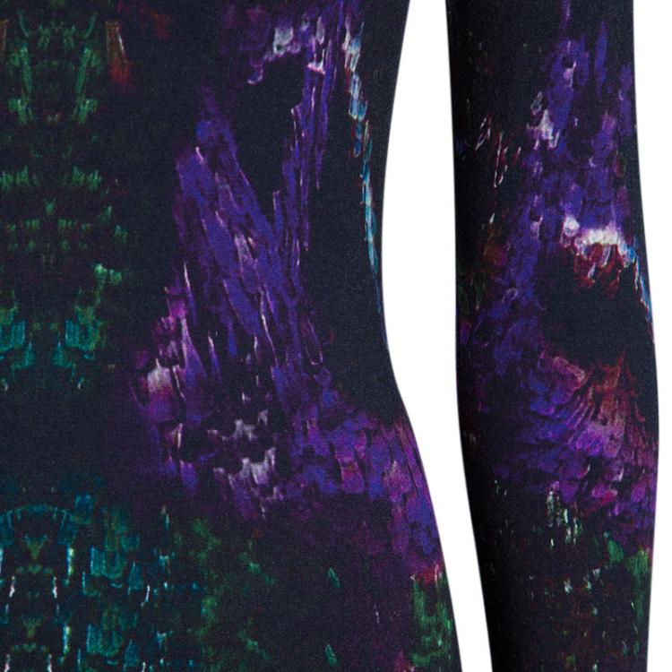 Pre Owned Alexander McQueen Black Printed Knit Dress S