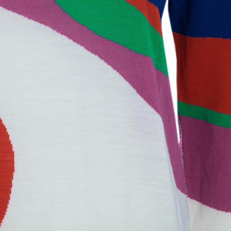 Pre Owned Alexander McQueen Multicolor Heart Intarsia Print Sweater L