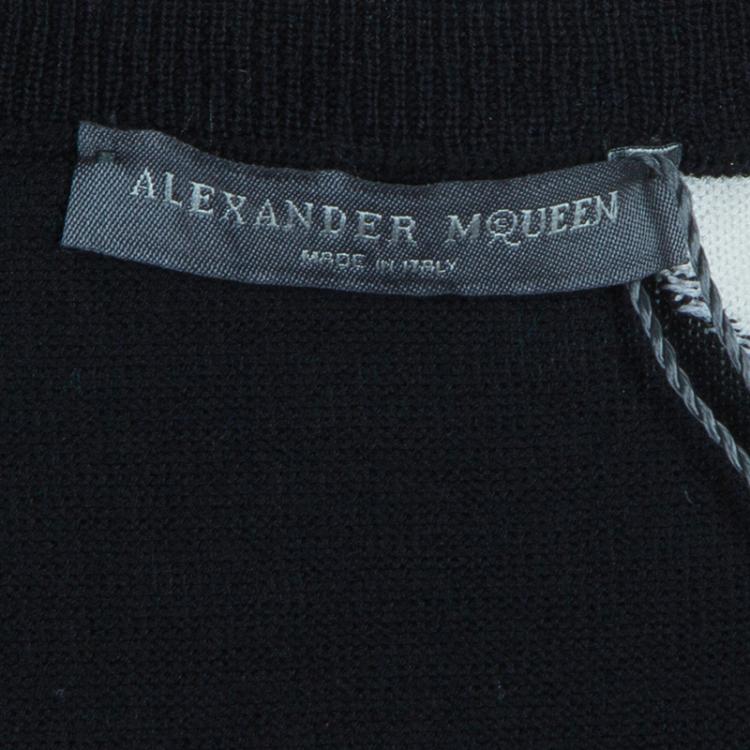 Pre Owned Alexander McQueen Multicolor Heart Intarsia Print Sweater L