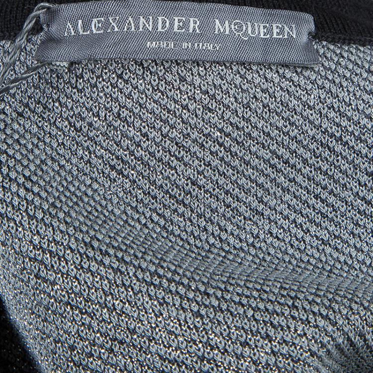 Pre Owned Alexander McQueen Black Jacquard Lurex Knit Pencil Dress XL