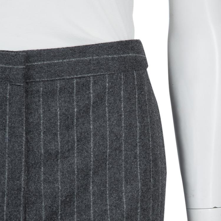 Pre Owned Alexander McQueen Grey Chalk Striped Wool Trousers M 