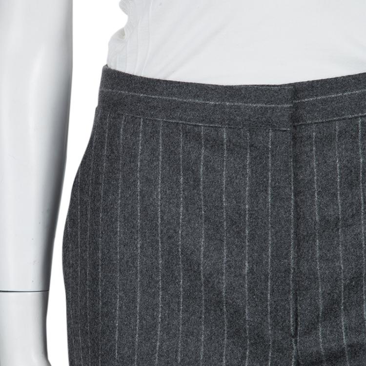 Pre Owned Alexander McQueen Grey Chalk Striped Wool Trousers M 