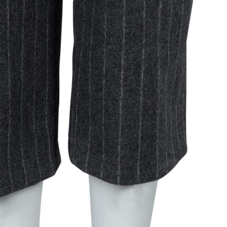 Pre Owned Alexander McQueen Grey Chalk Striped Wool Trousers M 