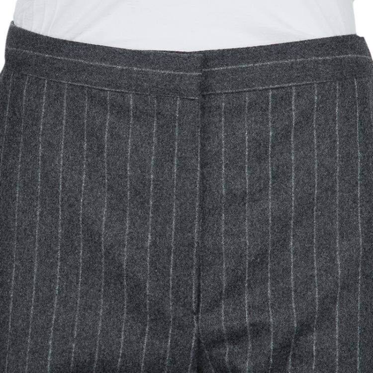 Pre Owned Alexander McQueen Grey Chalk Striped Wool Trousers M 
