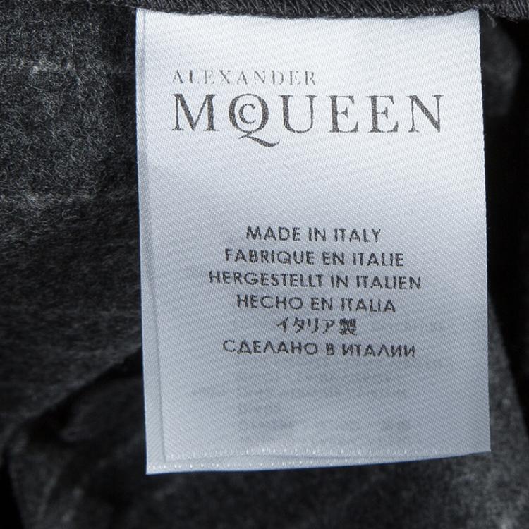 Pre Owned Alexander McQueen Grey Chalk Striped Wool Trousers M 