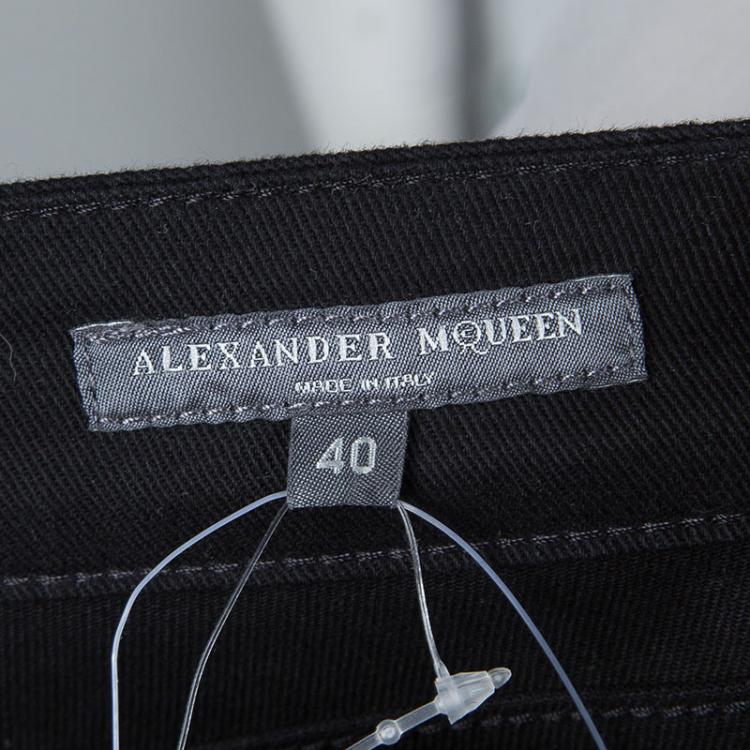 Pre Owned Alexander McQueen Black Denim Side Zip Detail Jeans S