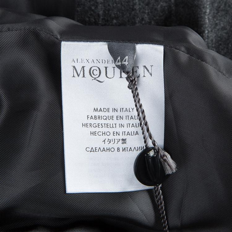 Pre Owned Alexander McQueen Grey Chalk Striped Wool Blazer M