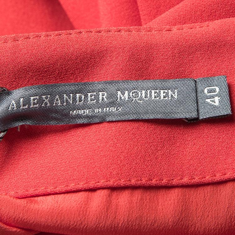 Pre Owned Alexander McQueen Red Crepe Flared Maxi Skirt S