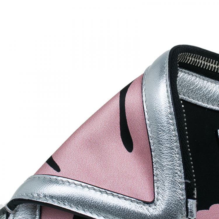 Pre Owned Alexander McQueen Black/Pink Satin Small Floral De Manta Clutch