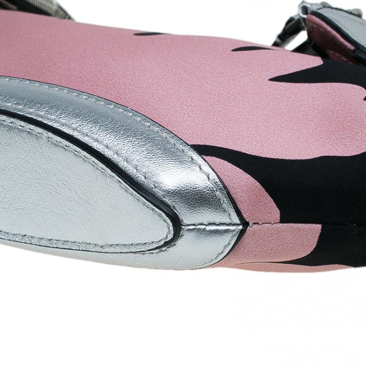 Pre Owned Alexander McQueen Black/Pink Satin Small Floral De Manta Clutch