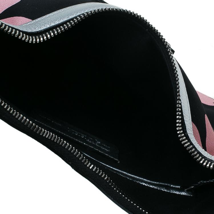 Pre Owned Alexander McQueen Black/Pink Satin Small Floral De Manta Clutch