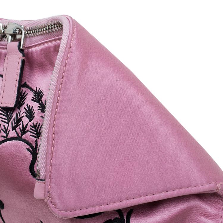 Pre Owned Alexander McQueen Pink Satin Small Embroidered De Manta Clutch