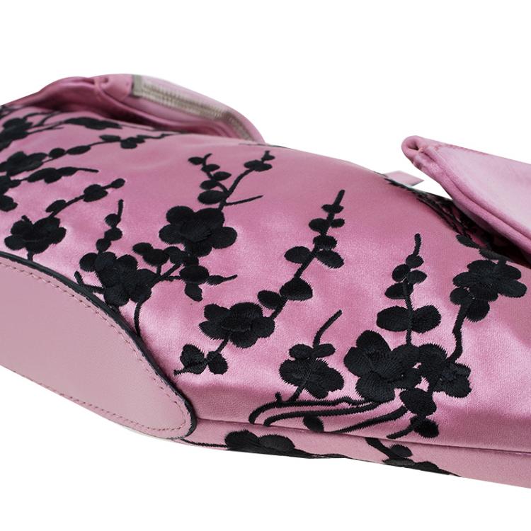 Pre Owned Alexander McQueen Pink Satin Small Embroidered De Manta Clutch