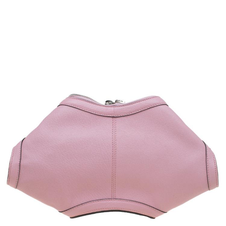 Pre Owned Alexander McQueen Pink Leather De Manta Small Clutch