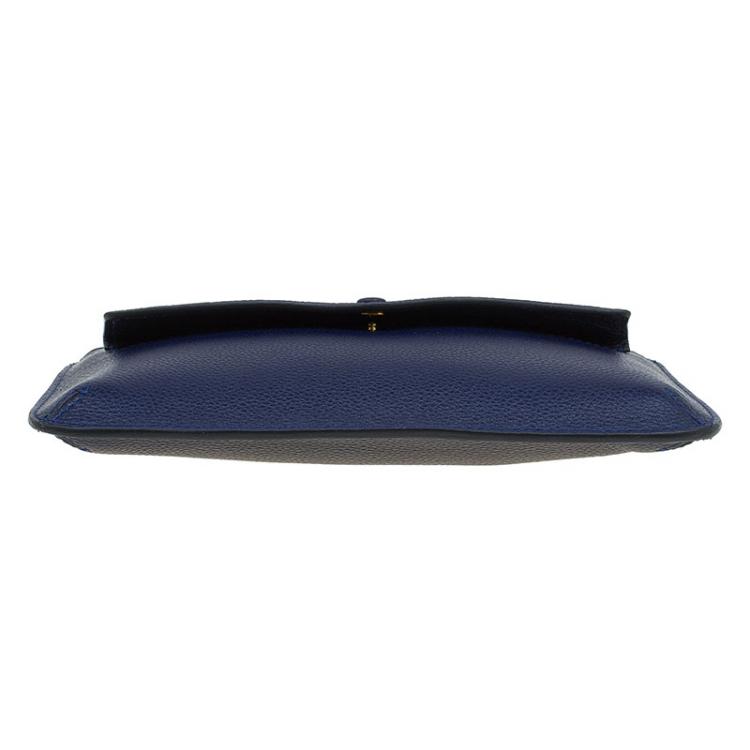 Pre Owned Alexander McQueen Dark Blue Leather Zip Pouch