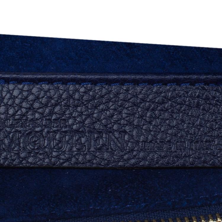 Pre Owned Alexander McQueen Dark Blue Leather Zip Pouch