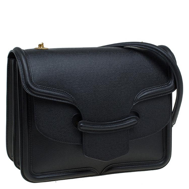 Pre Owned Alexander McQueen Black Leather Heroine Chain Shoulder Bag