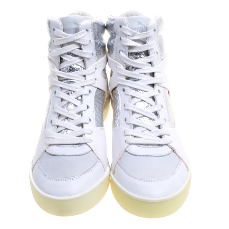 Pre Owned Alexander McQueen for Puma Leather Move Femme Mid High Top Sneakers Size 38