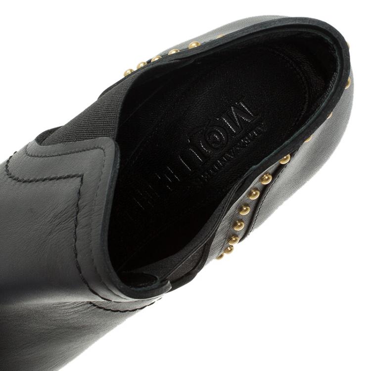 مملوكة مسبقًا Alexander McQueen Black Studded Platform Chelsea Ankle Boots Size 39