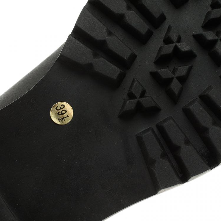 Pre Owned Alexander McQueen Black Leather Micro Studd Fringe Loafers Size 39.5