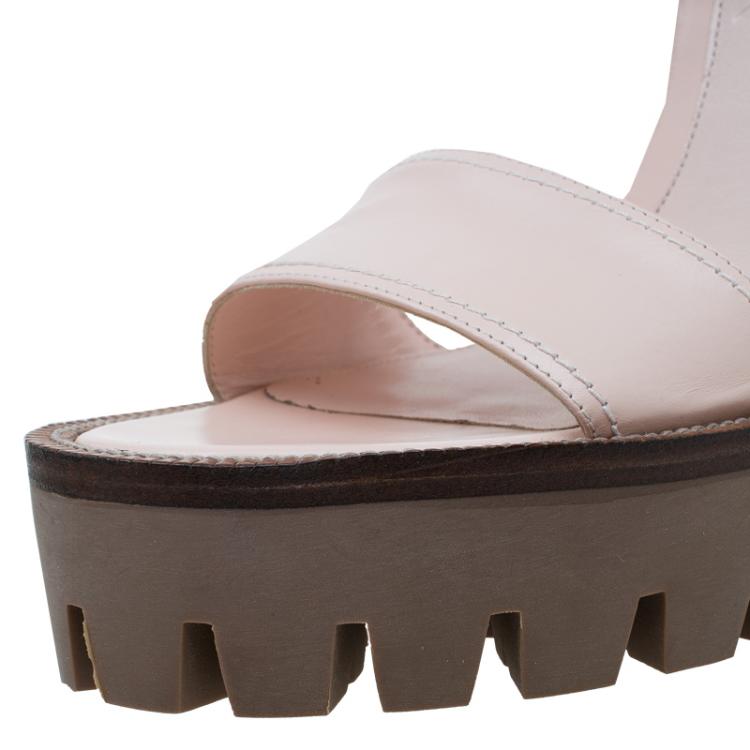 مملوكة مسبقًا Alexander McQueen Blush Pink Leather Platform Ankle Strap Sandals Size 38