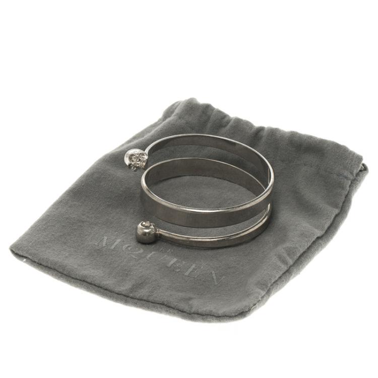 Pre Owned Alexander McQueen Skull Silver Tone Bracelet 20cm