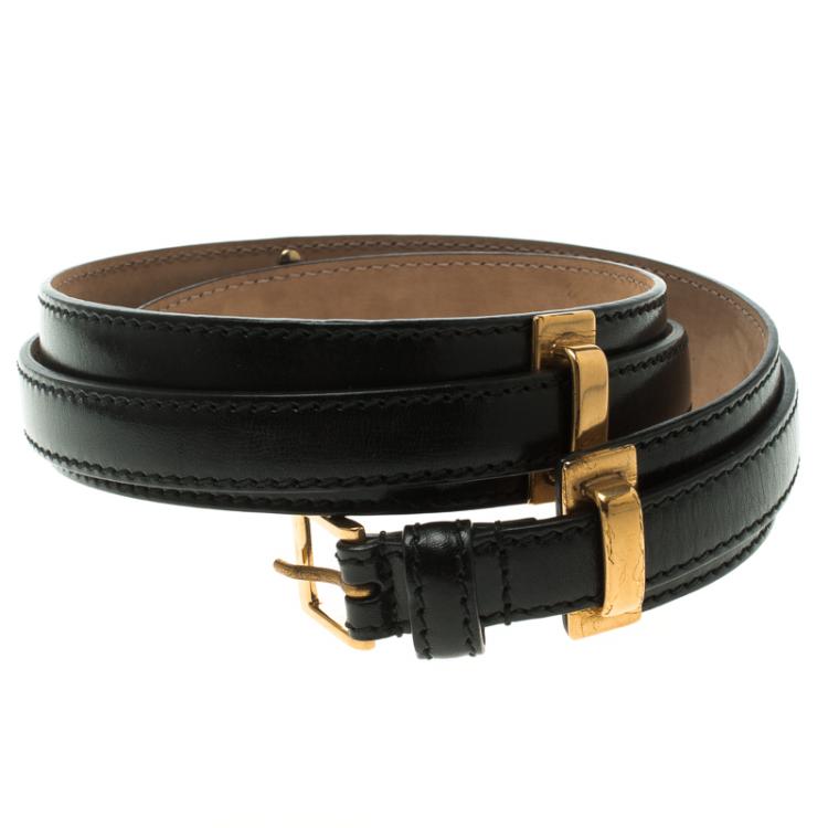 Pre Owned Alexander McQueen Black Leather Padded Belt 80 CM