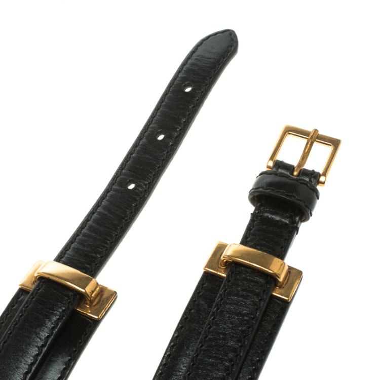 Pre Owned Alexander McQueen Black Leather Padded Belt 80 CM